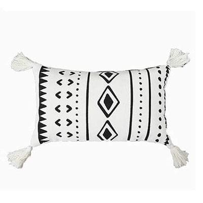 Coussin Blanc aux Motifs Ethniques noirs Assa MAZIR