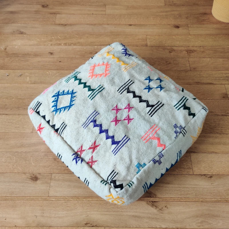 Pouf Kilim Marocain coloré - MAZIR Décoration